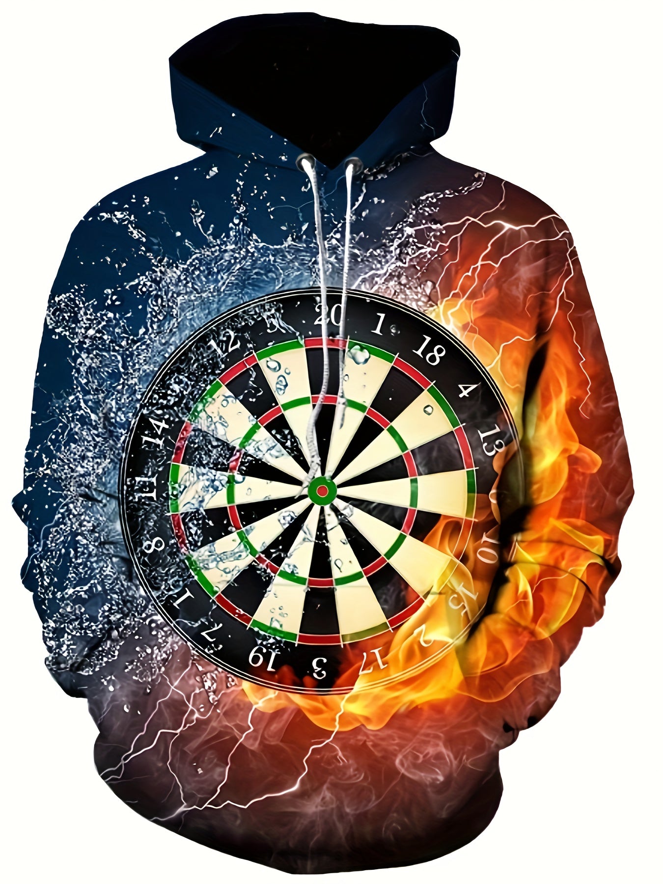 vlovelaw vlovelaw Darts Print Hoodies For Men, Graphic Hoodie With Kangaroo Pocket, Comfy Loose Trendy Hooded Pullover, Mens Clothing For Autumn Winter