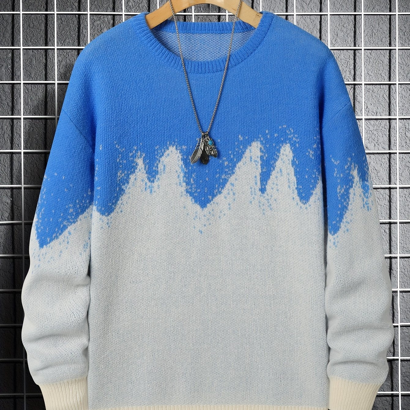 vlovelaw New Trendy And Loose Couple's Wear For Spring And Autumn, Round Neck Contrast Color Knitted Pullover Men's Top, Can Be Worn Indoors And Outdoors, And Is Also A Good Choice As A Gift