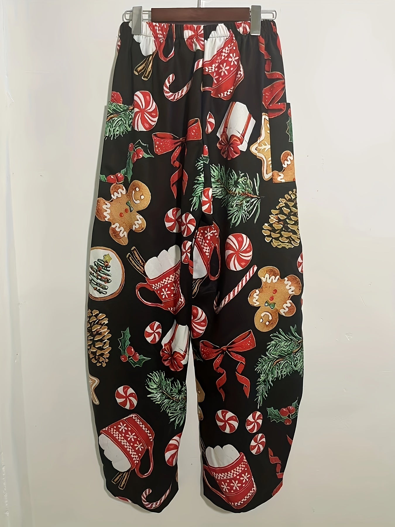 Graphic Print High Waist Pants, Vintage Wide Leg Pants, Women's Clothing
