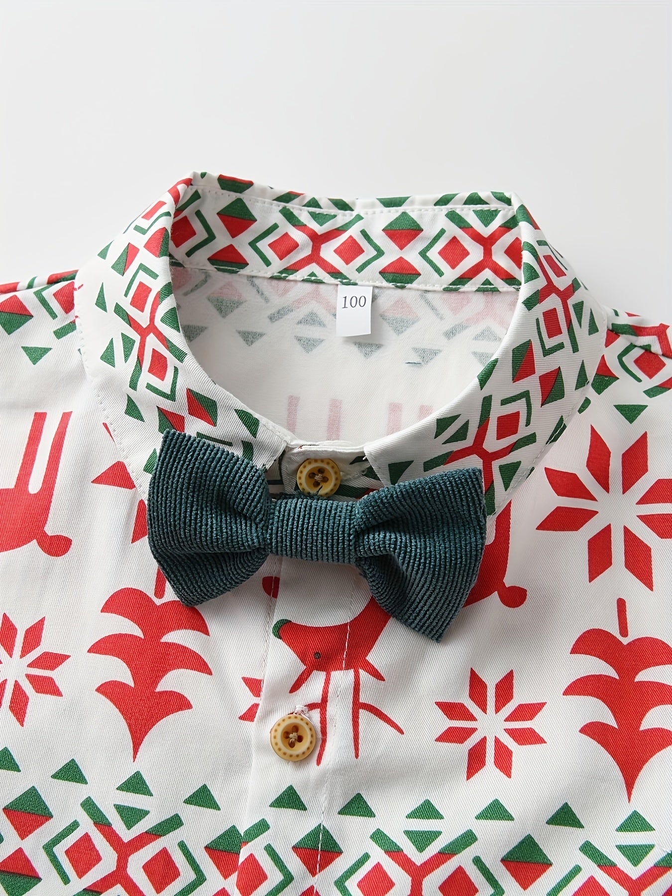 Boy's Christmas Style 2pcs, Bow Tie Shirt & Corduroy Overalls Set, Elk Print Long Sleeve Top, Casual Outfits, Kids Clothes For Spring Fall Winter