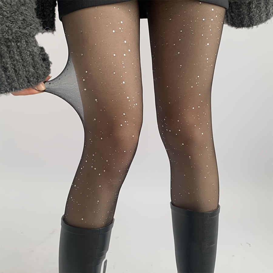 vlovelaw Shiny Sequin Decor Tights, Elastic Anti-hook Nightclub Pantyhose for Music Festival, Women's Stockings & Hosiery