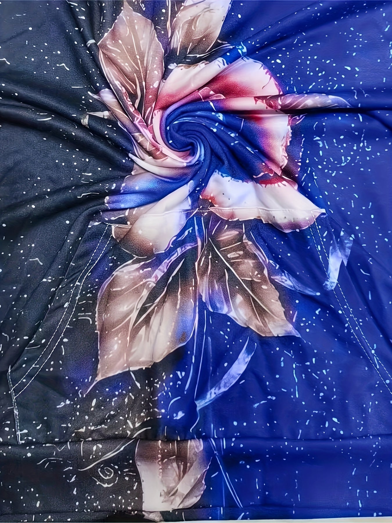 Floral Pattern Casual Hooded Sweatshirt, Long Sleeves Drawstring Sporty Hoodie, Women's Activewear