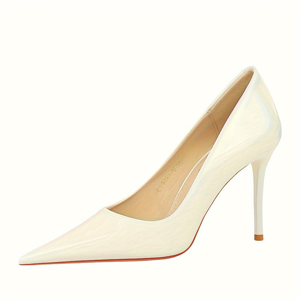 vlovelaw Women's Solid Color Stiletto Heels, Fashion Point Toe Dress Pumps, Stylish Slip On Party Heels