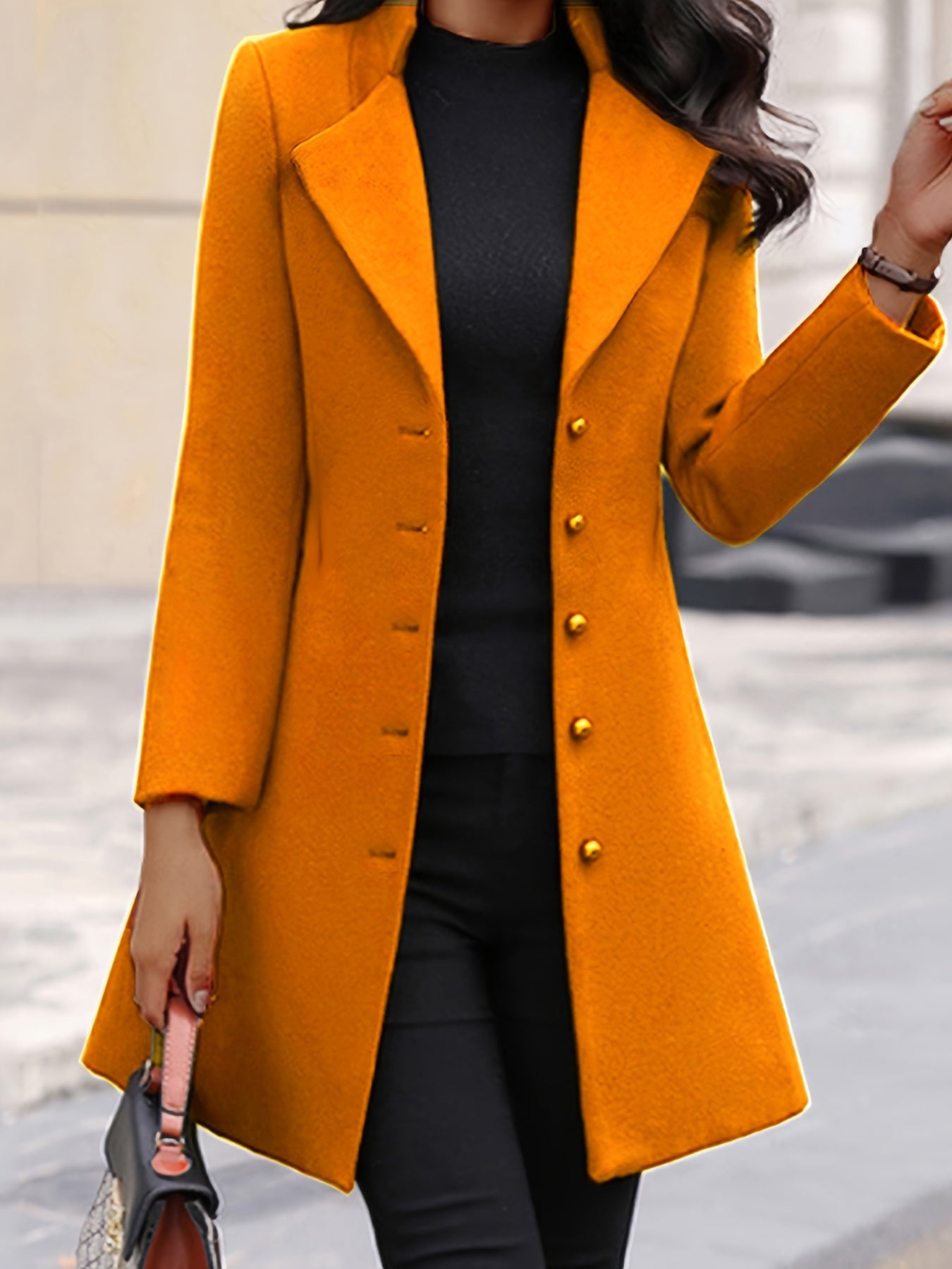 Womens Chic Single Breasted Solid Coat - Warm Long Sleeve Open Front Outerwear for Casual Style - Perfect Everyday Wear