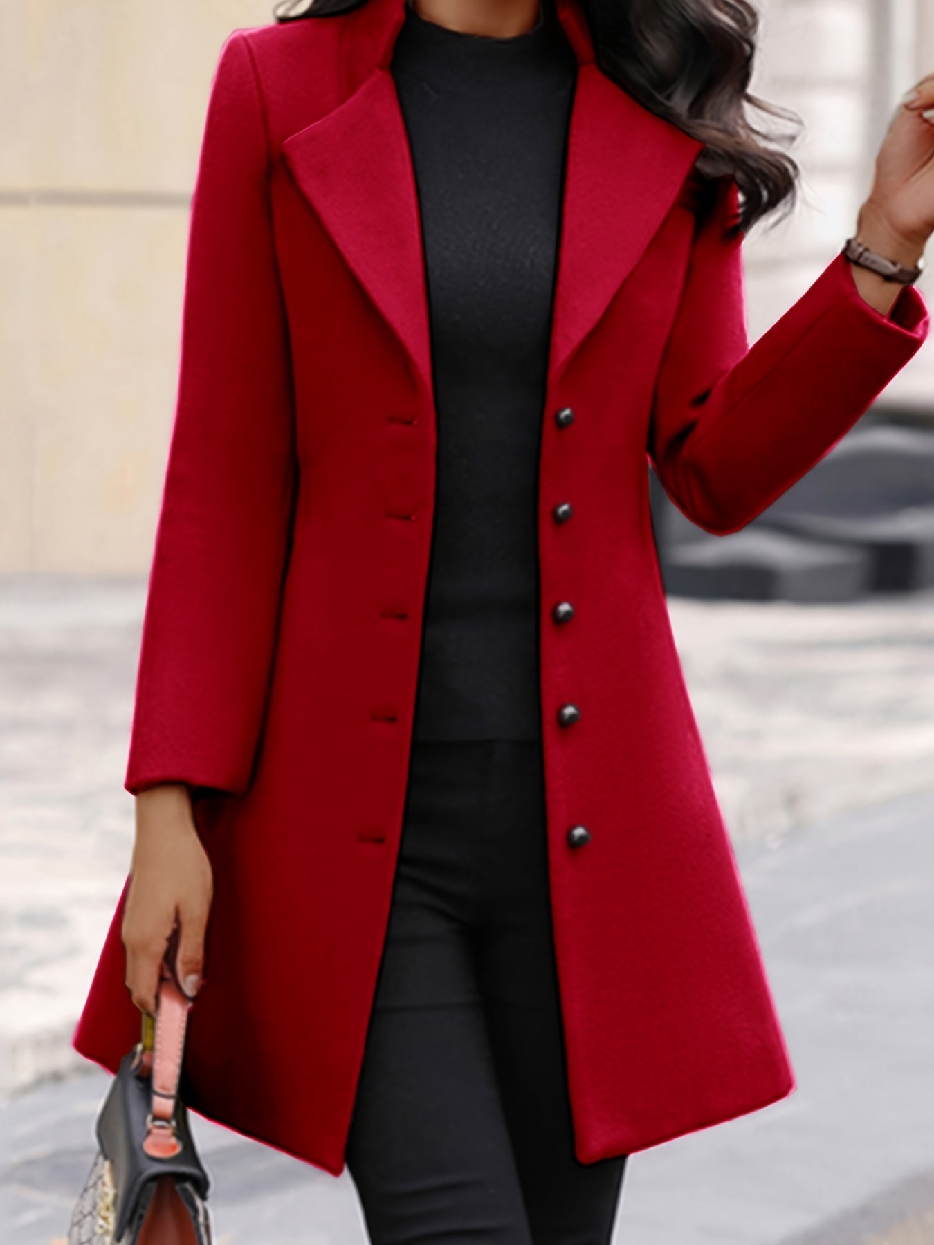 Womens Chic Single Breasted Solid Coat - Warm Long Sleeve Open Front Outerwear for Casual Style - Perfect Everyday Wear