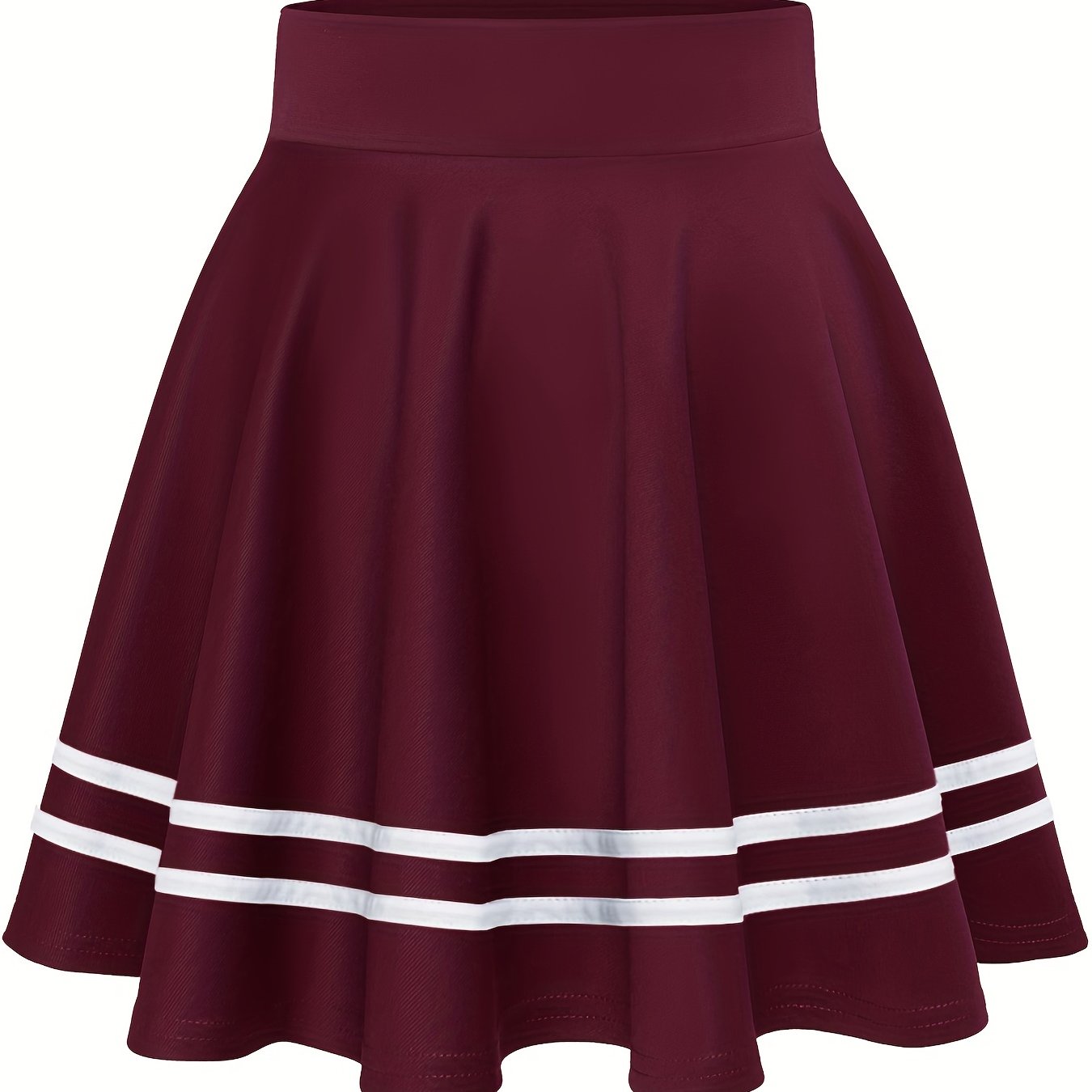 vlovelaw Striped A-Line Skater Skirt, Versatile High Waist Skirt For Spring & Summer, Women's Clothing
