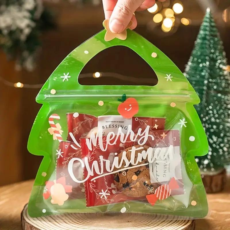 10pcs Special Shaped Christmas Gift Bags, Perfect For Birthdays, Parties And Candy Biscuit Chocolate Packaging, Christmas Decorative Supplies, Holiday Atmosphere Decoration, Christmas Essentials