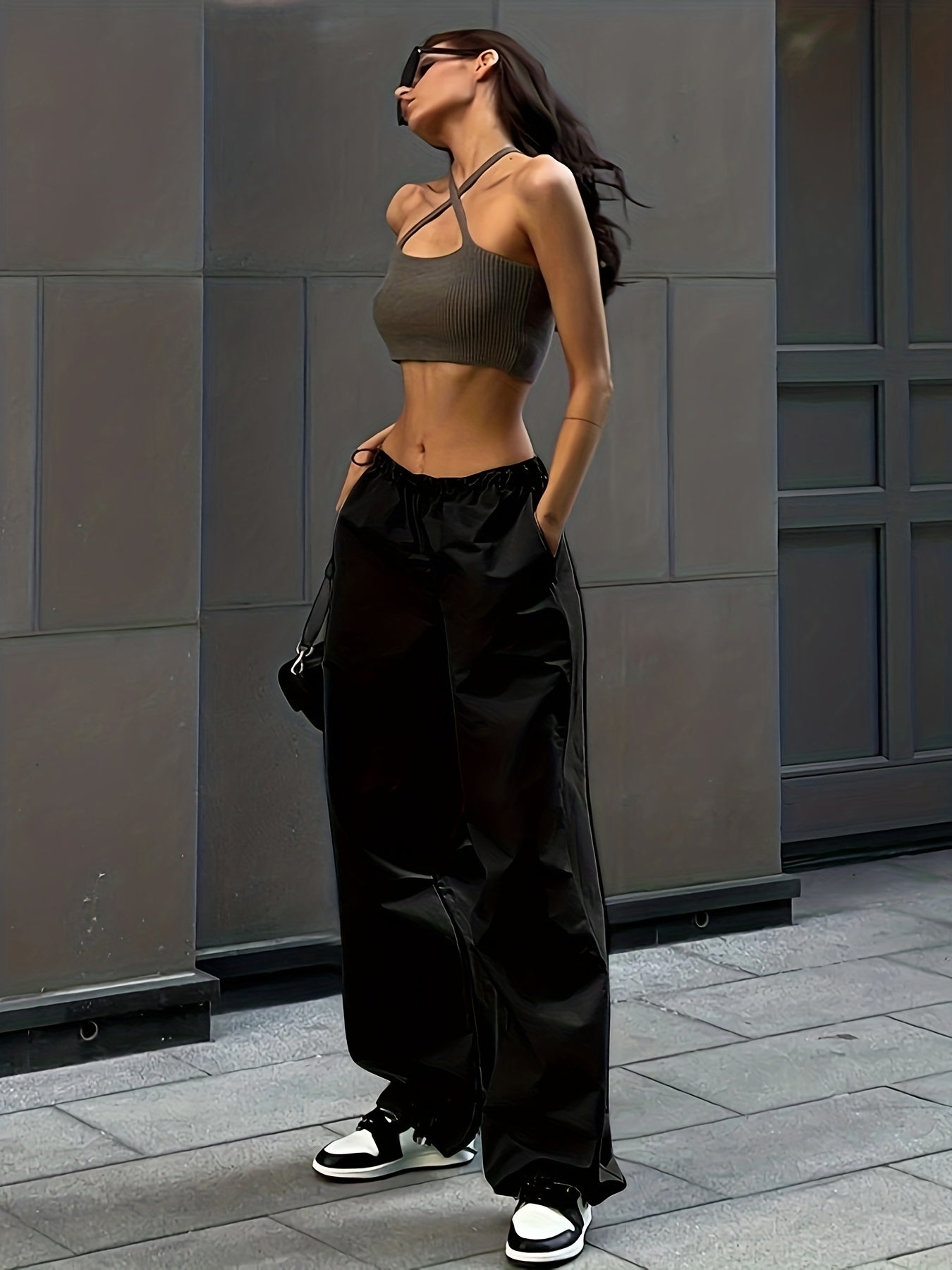 Wide Leg Elastic Waist Pants, Casual Drawstring Versatile Long Length Pants, Women's Clothing