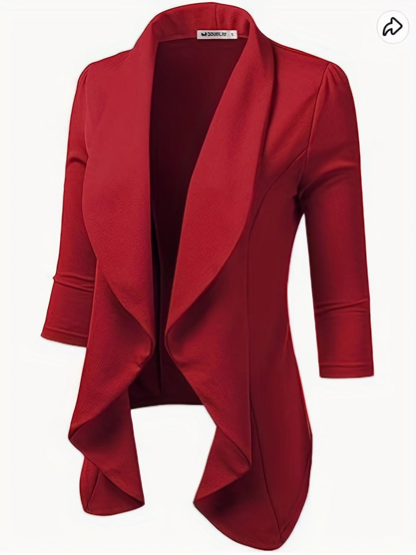 Plus Size Casual Blazer, Women's Plus Solid Three Quarter Sleeve Lapel Collar Single Breasted Blazer Jacket