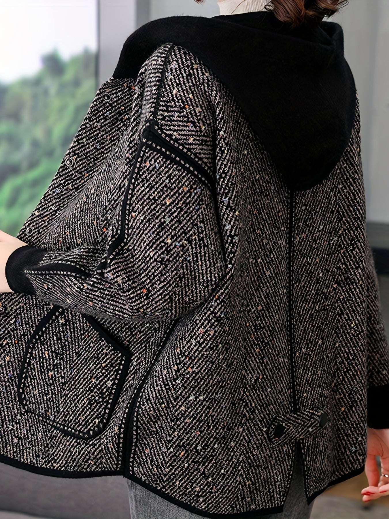 vlovelaw  Button Front Hooded Jacket, Casual Long Sleeve Outerwear With Pockets, Women's Clothing