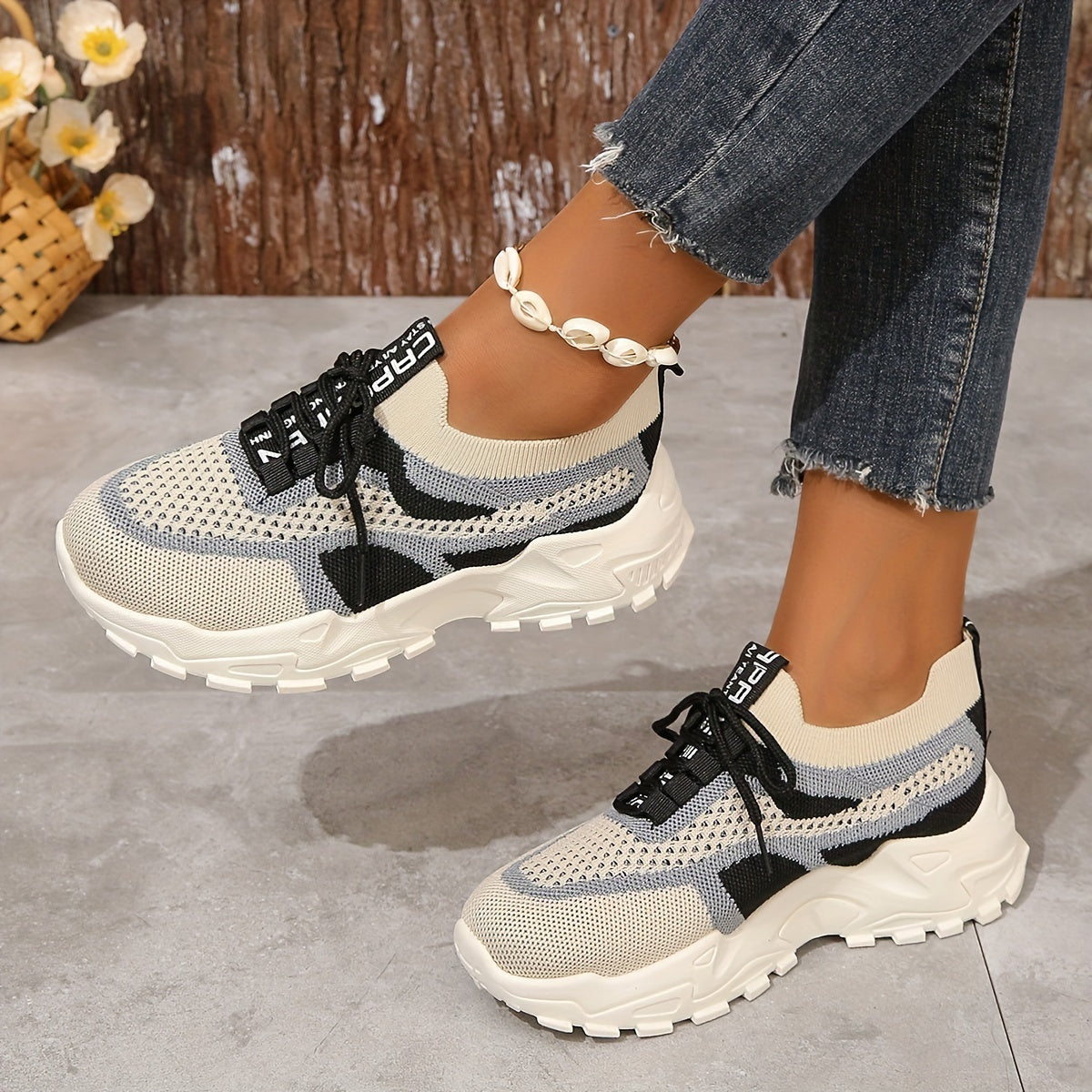 vlovelaw Women's Breathable Mesh Platform Sneakers, Casual Lace Up Outdoor Shoes, Comfortable Low Top Sport Shoes
