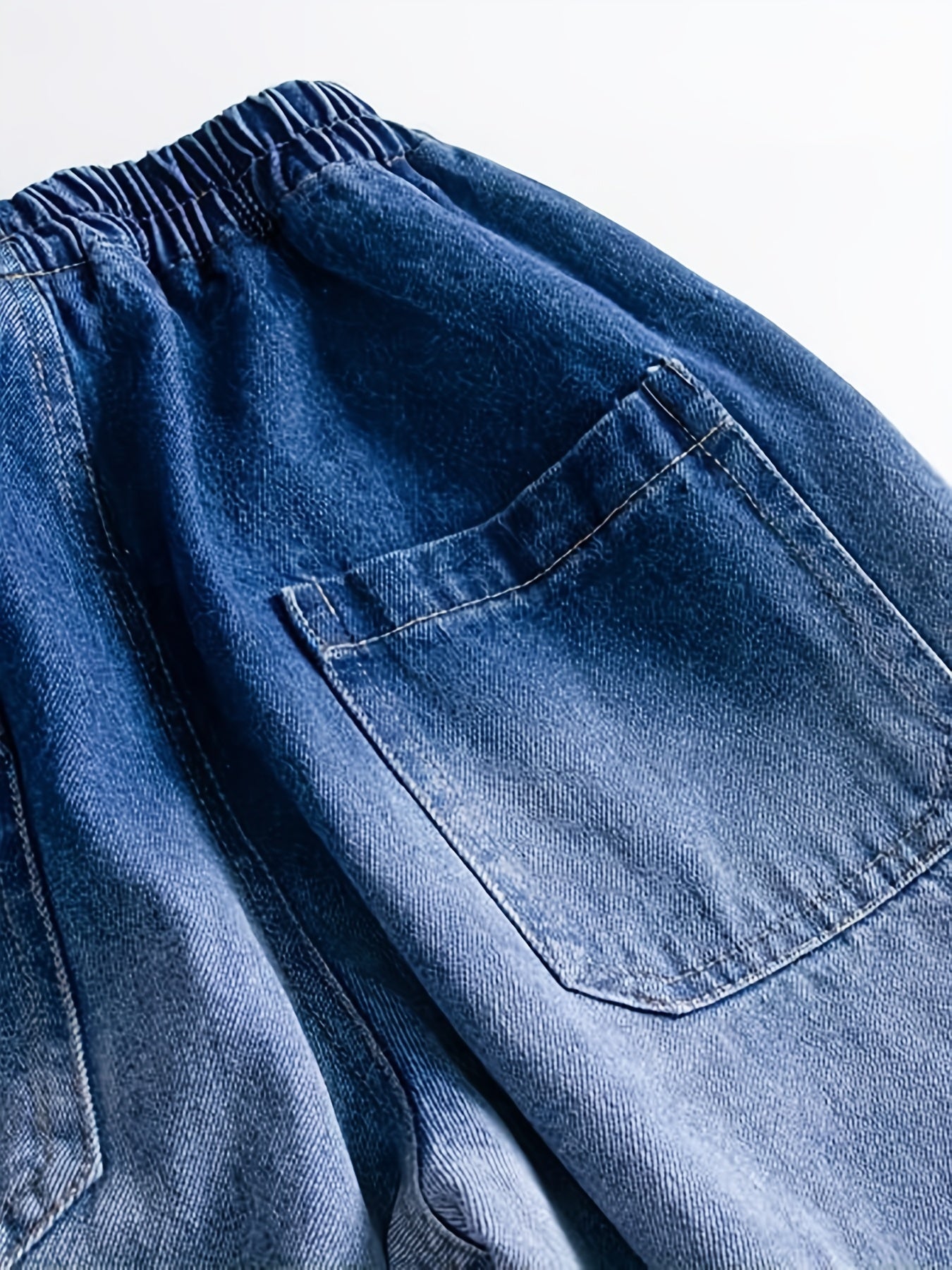 Boys Tapered Cargo Denim Jeans With Elastic Waistband Kids Clothes