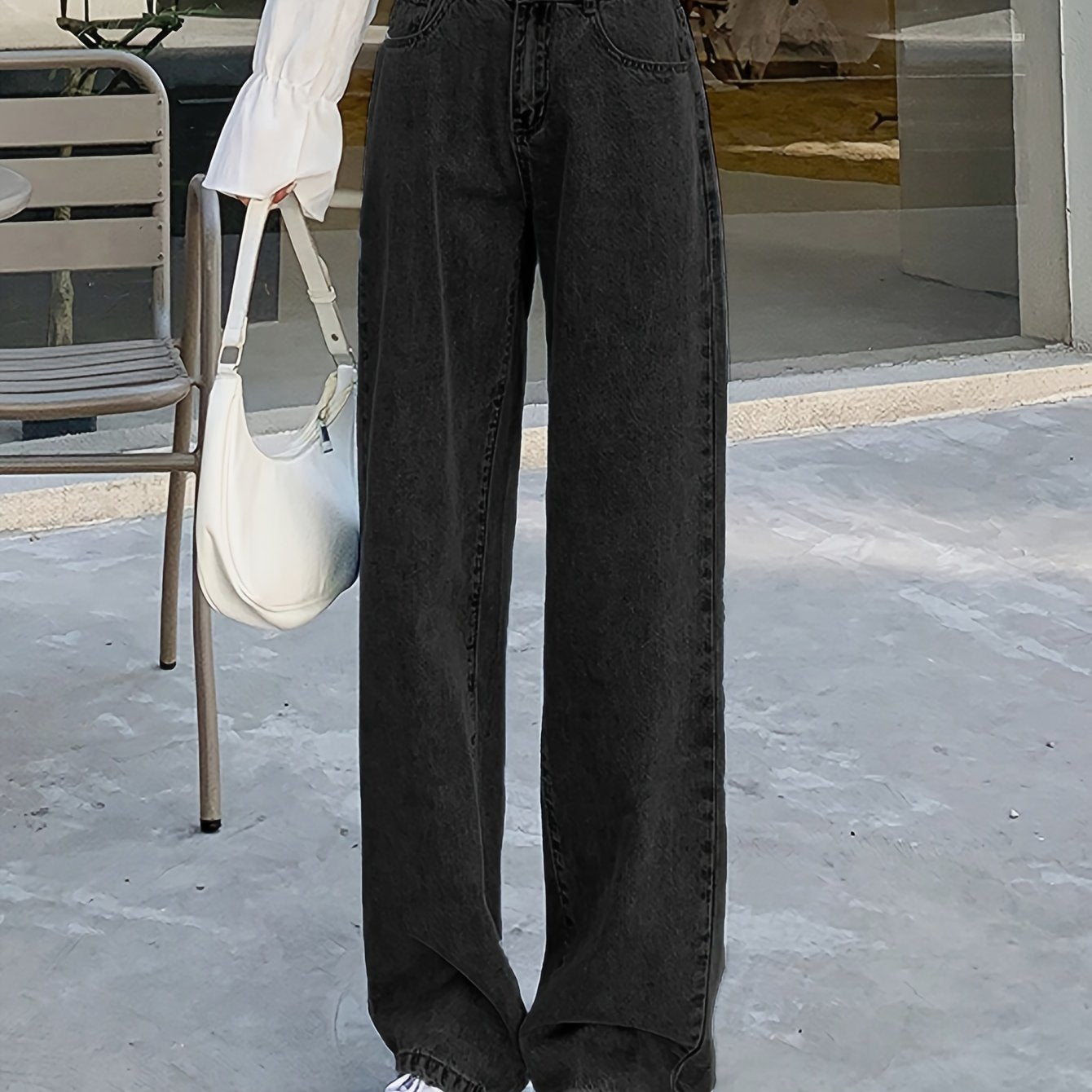 vlovelaw Wide Waistband Stylist Boyfriend Jeans, Multi-button Zipper Closure Loose Denim Pants, Women's Denim Jeans & Clothing