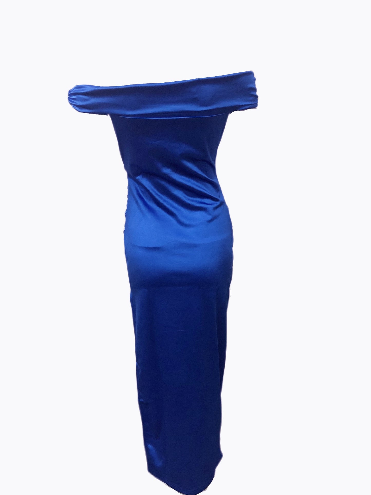 vlovelaw Off Shoulder Slit Maxi Dress, Elegant Formal Party Evening Waist Solid Color Sleeveless Mid-length Dresses, Women's Clothing
