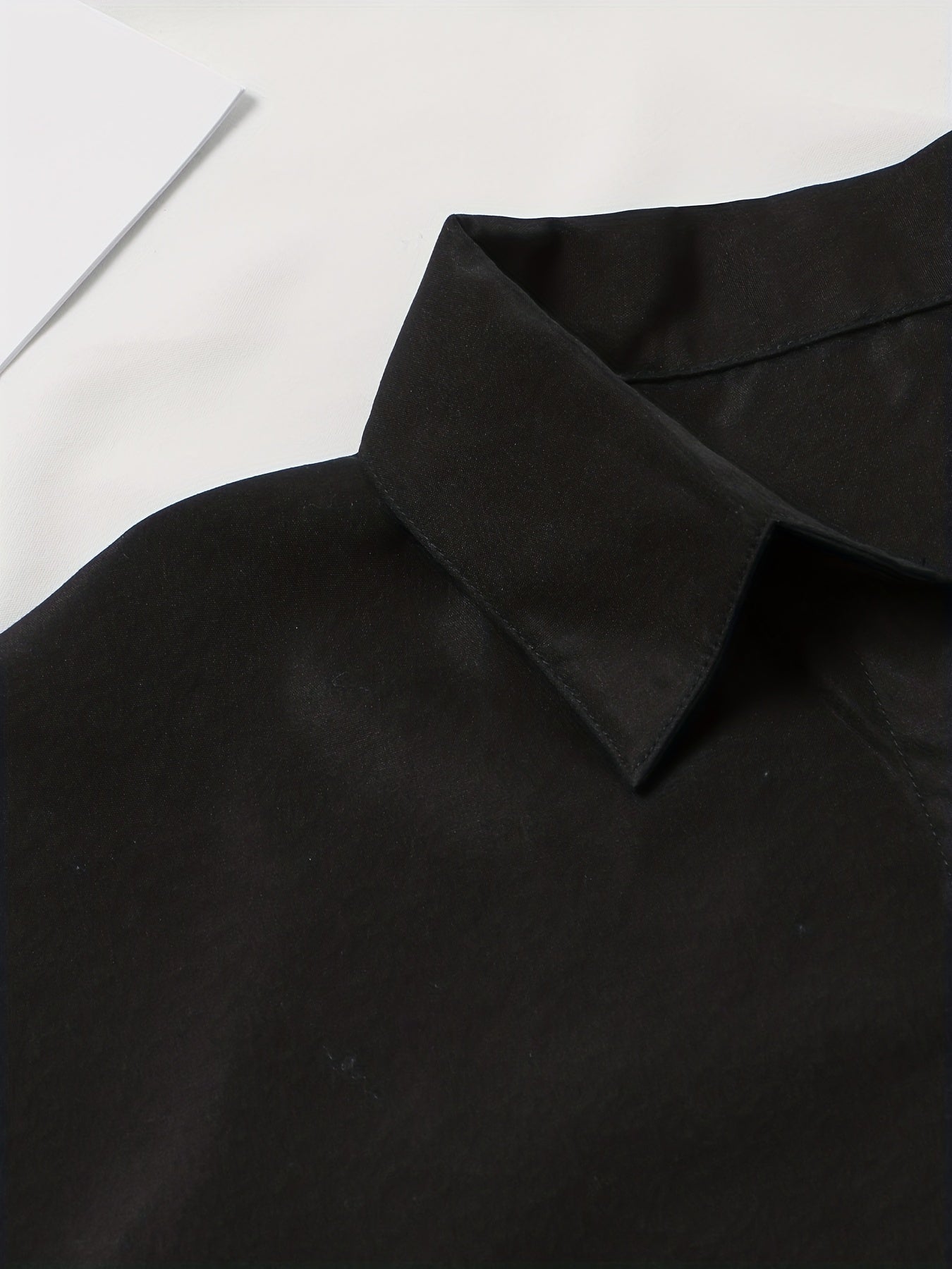 Button Front Long Length Shirt, Casual Solid Long Sleeve Shirt, Women's Clothing