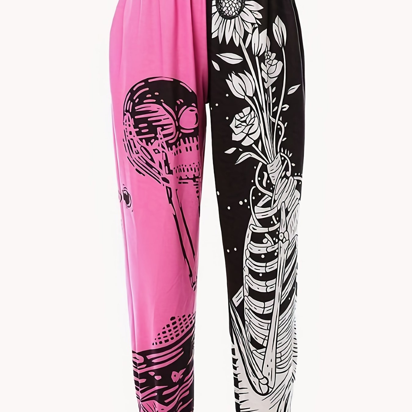 vlovelaw Colorblock Graphic Print Elastic Waist Joggers, Casual Loose Pants For Spring & Fall, Women's Clothing