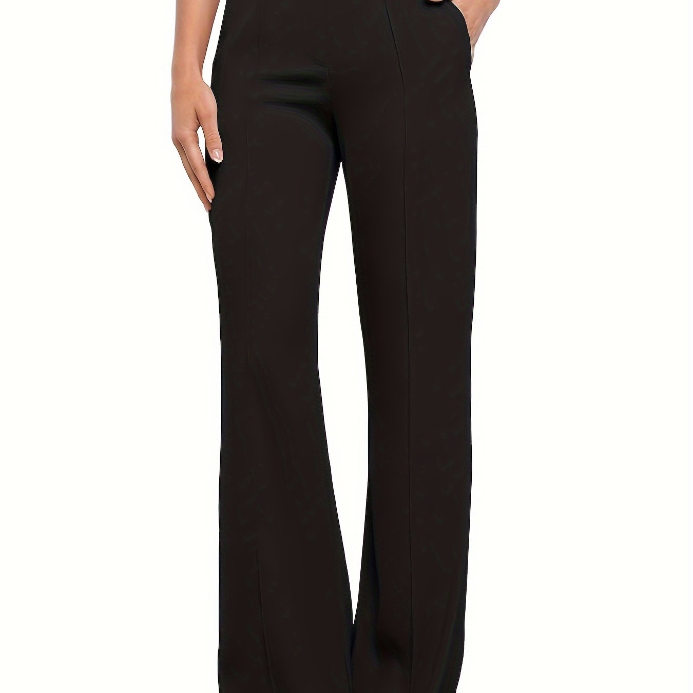 vlovelaw Solid High Waist Straight Leg Pants, Casual Simple Pants For Office & Work, Women's Clothing