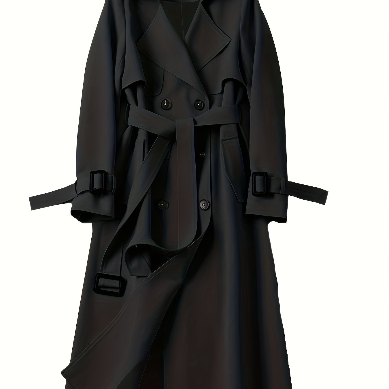 Double Breasted Trench Coat, Casual Lapel Long Sleeve Outerwear, Women's Clothing