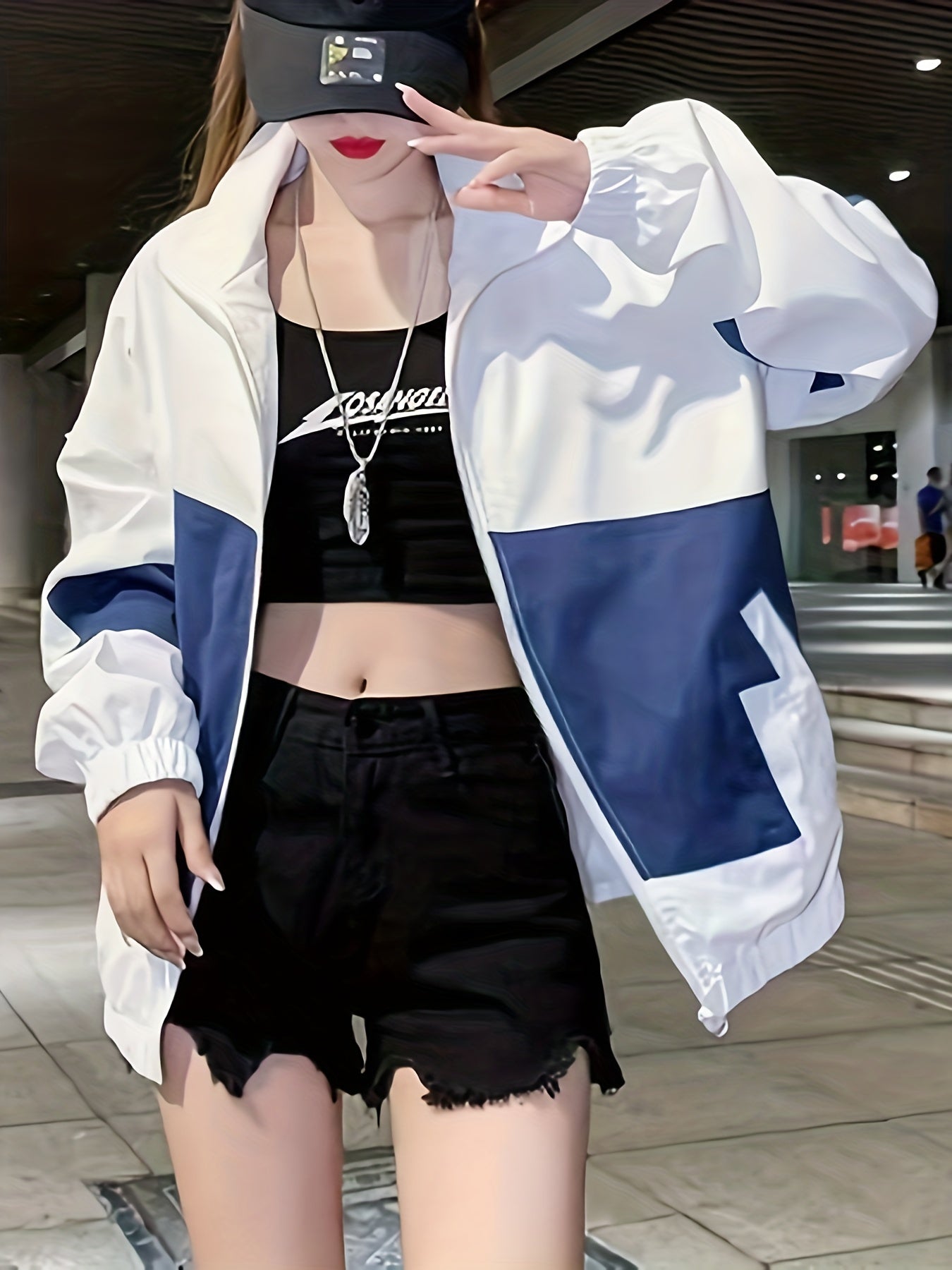 vlovelaw  Color Block Zip Up Jacket, Casual Long Sleeve Jacket For Fall & Winter, Women's Clothing