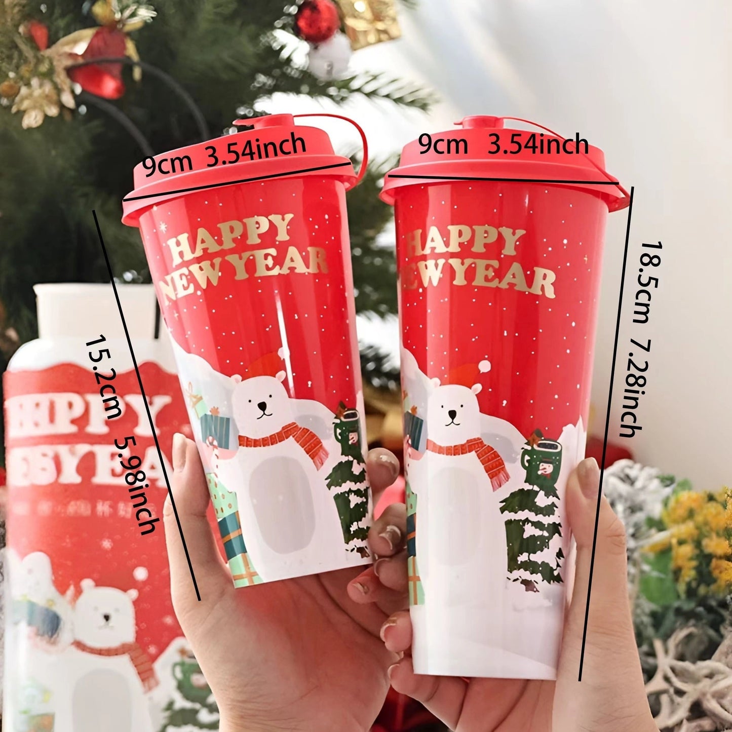 30-Pack Festive Holiday Cups - Christmas & New Year Theme, Lead-Free Polypropylene, Durable Reusable Drinkware with PET Coating, Hand Wash Only, Ideal for Cold Beverages, Travel & Home Use