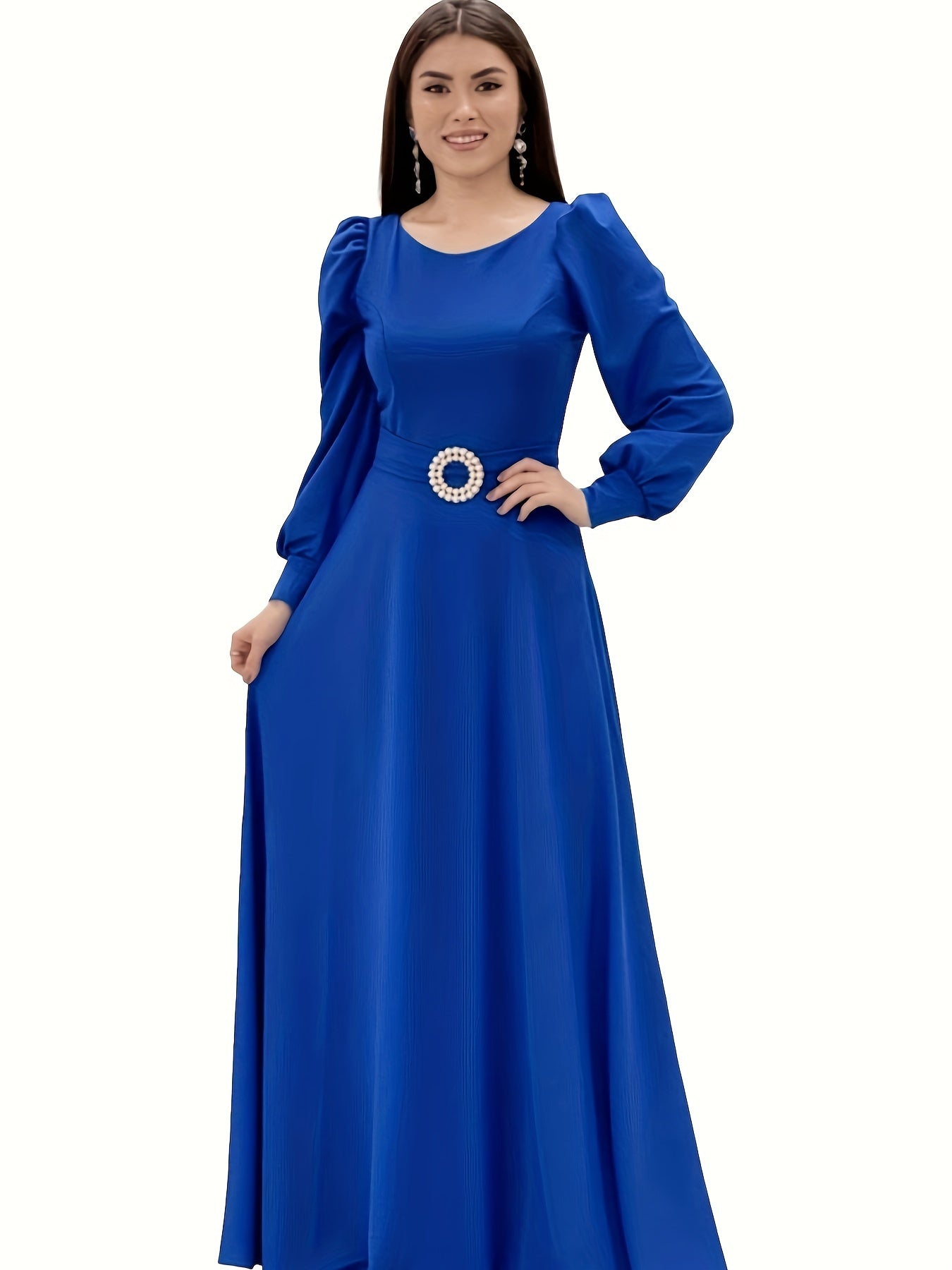 vlovelaw Solid Color Abayas Dress, Casual Long Sleeve Abayas Dress For Spring & Fall, Women's Clothing