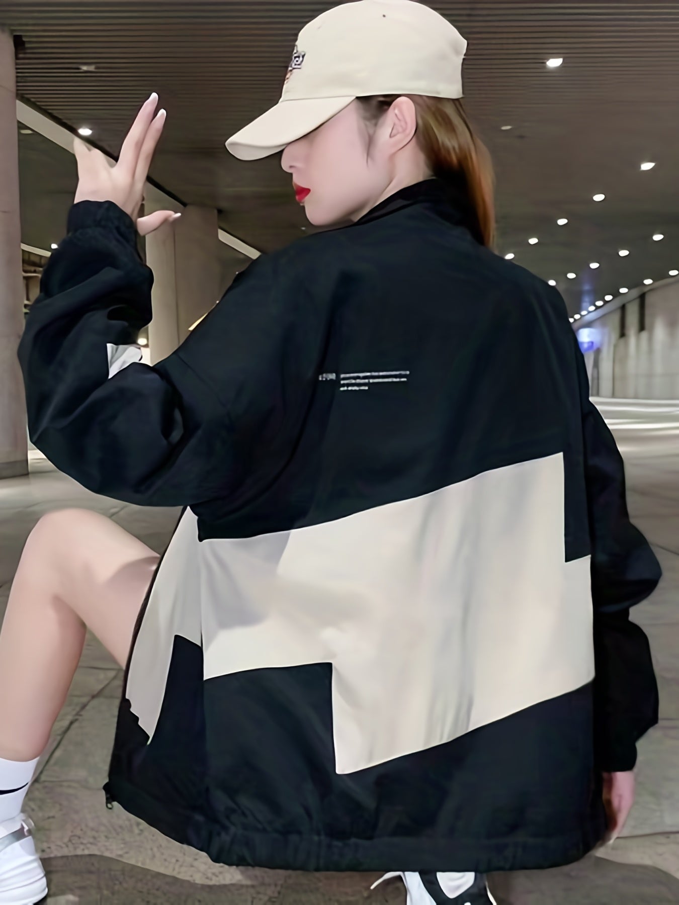 vlovelaw  Color Block Zip Up Jacket, Casual Long Sleeve Jacket For Fall & Winter, Women's Clothing