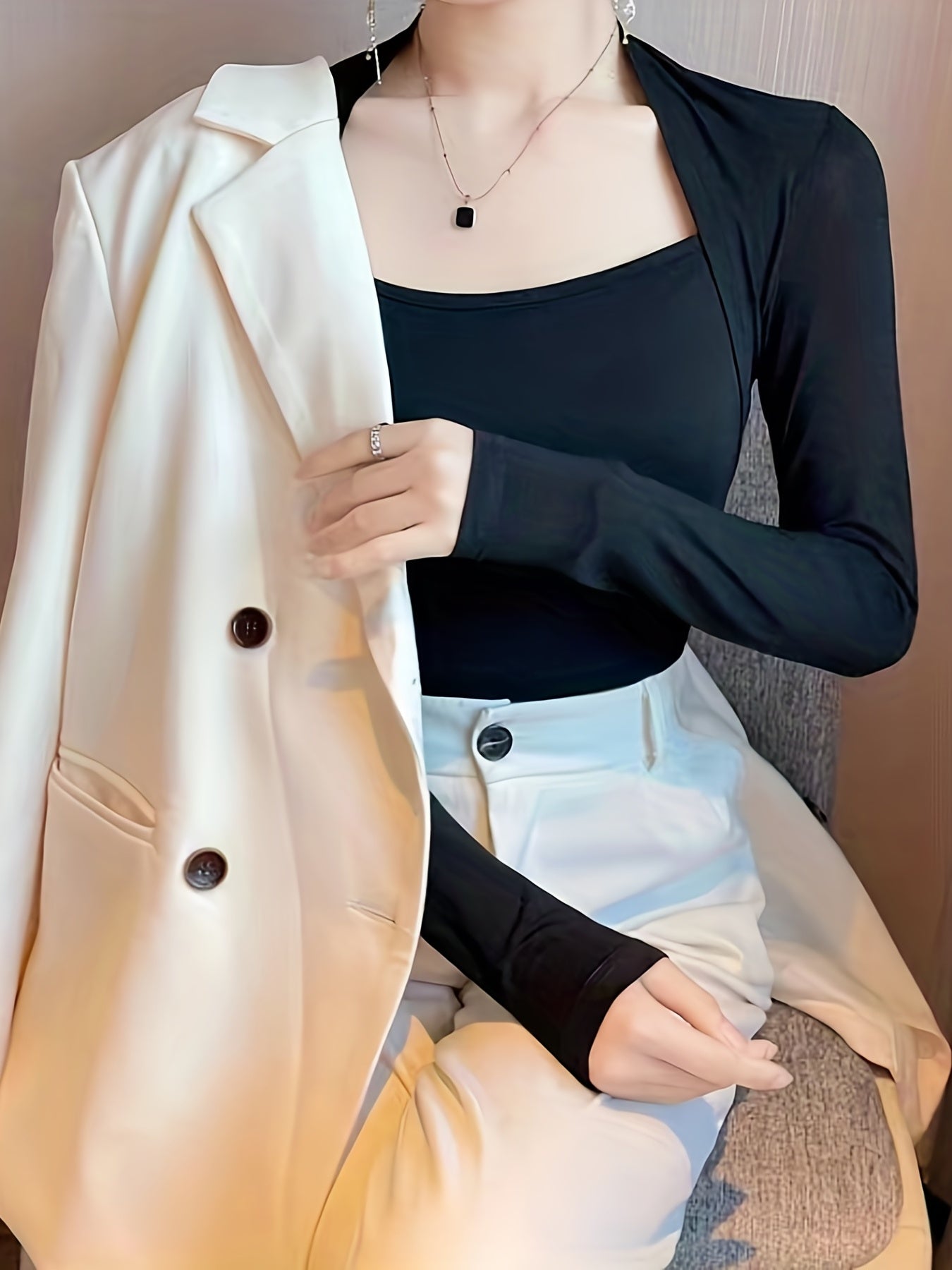 vlovelaw Solid Slim T-Shirt, Casual Long Sleeve Top For Spring & Fall, Women's Clothing