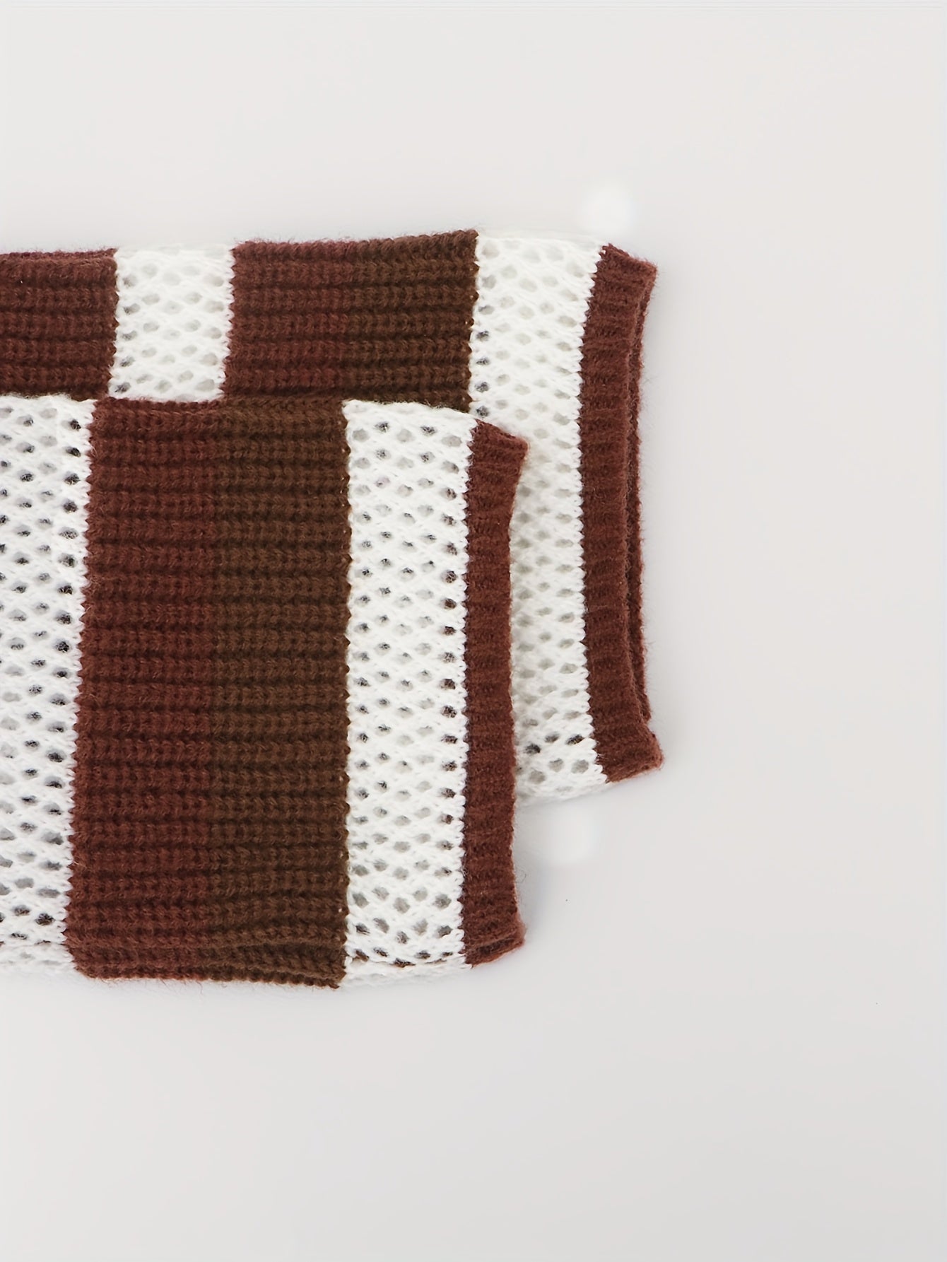 vlovelaw Striped Crew Neck Eyelet Crop Sweater, Casual Long Sleeve Raglan Shoulder Sweater, Women's Clothing