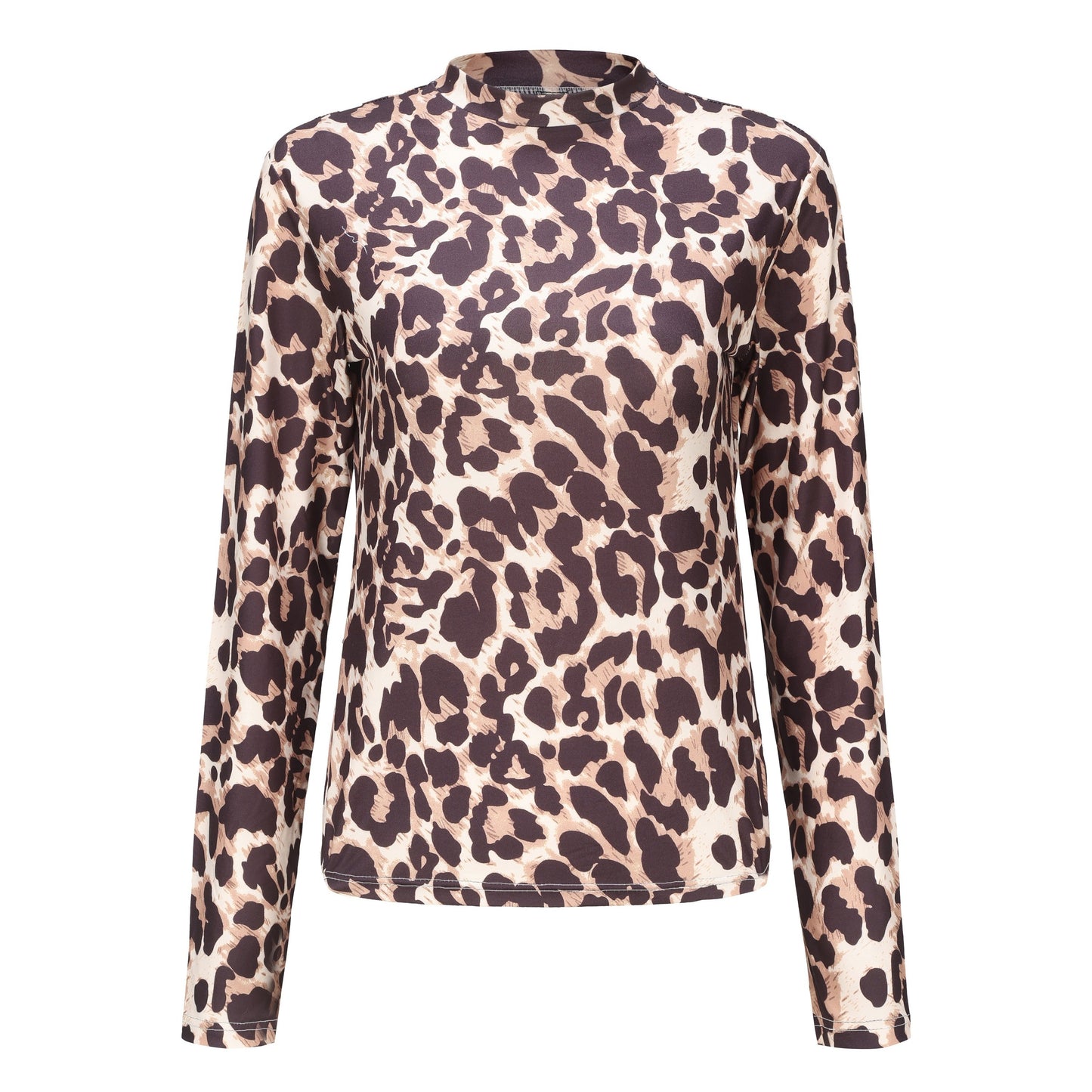 Y2K Anime Print T-Shirt, Long Sleeve High Neck Casual Top, Women's Clothing