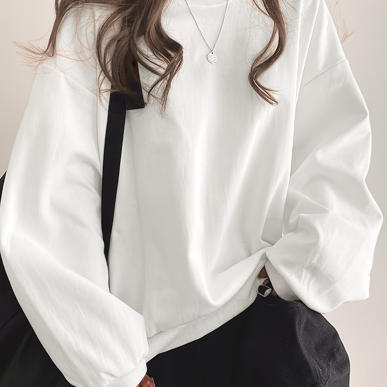 vlovelaw Solid Color Pullover Sweatshirt, Casual Long Sleeve Crew Neck Sweatshirt For Fall & Winter, Women's Clothing