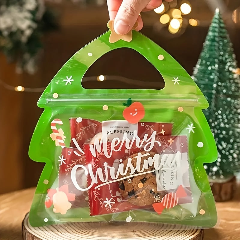 10pcs Special Shaped Christmas Gift Bags, Perfect For Birthdays, Parties And Candy Biscuit Chocolate Packaging, Christmas Decorative Supplies, Holiday Atmosphere Decoration, Christmas Essentials