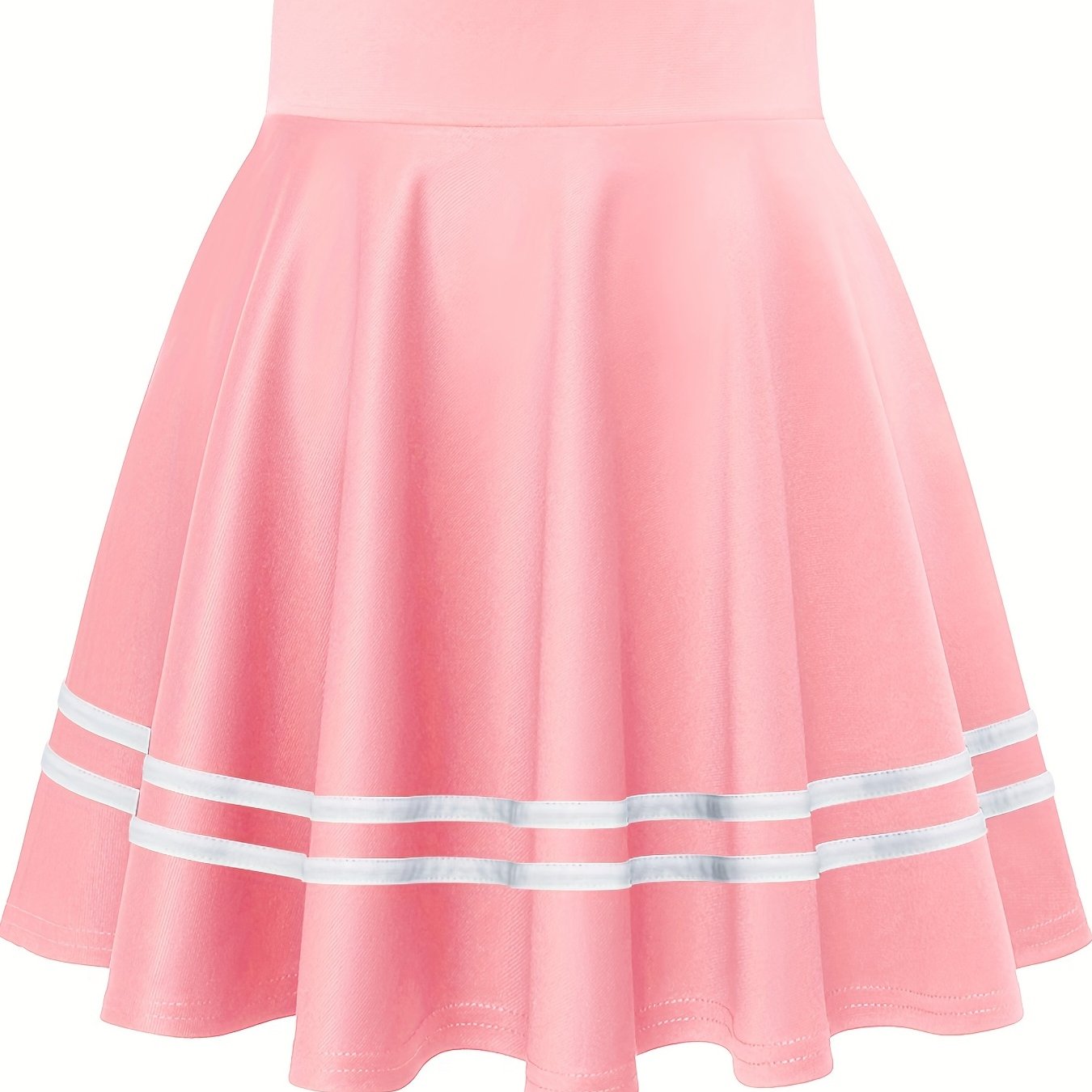 vlovelaw Striped A-Line Skater Skirt, Versatile High Waist Skirt For Spring & Summer, Women's Clothing