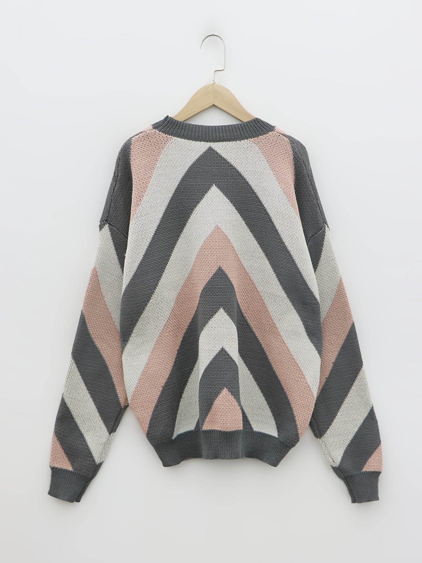 Color Block Crew Neck Pullover Sweater, Casual Long Sleeve Sweater For Fall & Winter, Women's Clothing