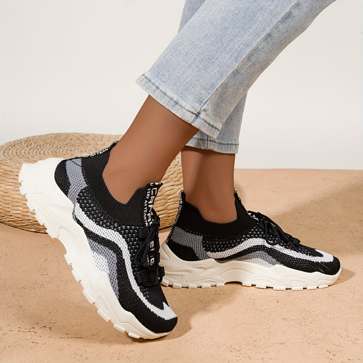 vlovelaw Women's Breathable Mesh Platform Sneakers, Casual Lace Up Outdoor Shoes, Comfortable Low Top Shoes