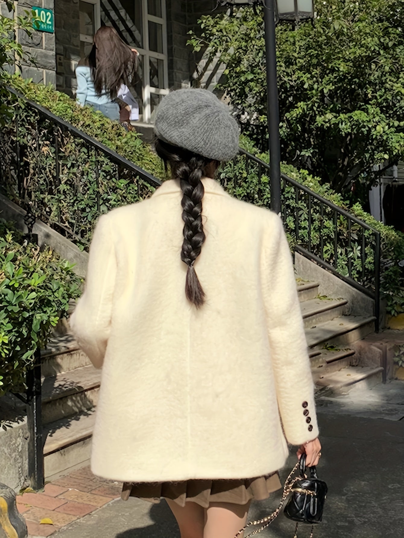 vlovelaw Solid Button Front Coat, Casual Long Sleeve Warm Outwear, Women's Clothing