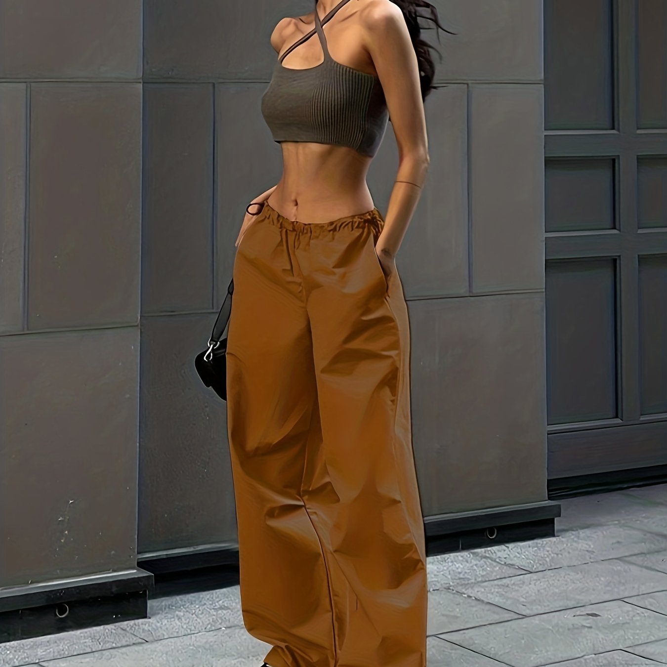 Wide Leg Elastic Waist Pants, Casual Drawstring Versatile Long Length Pants, Women's Clothing