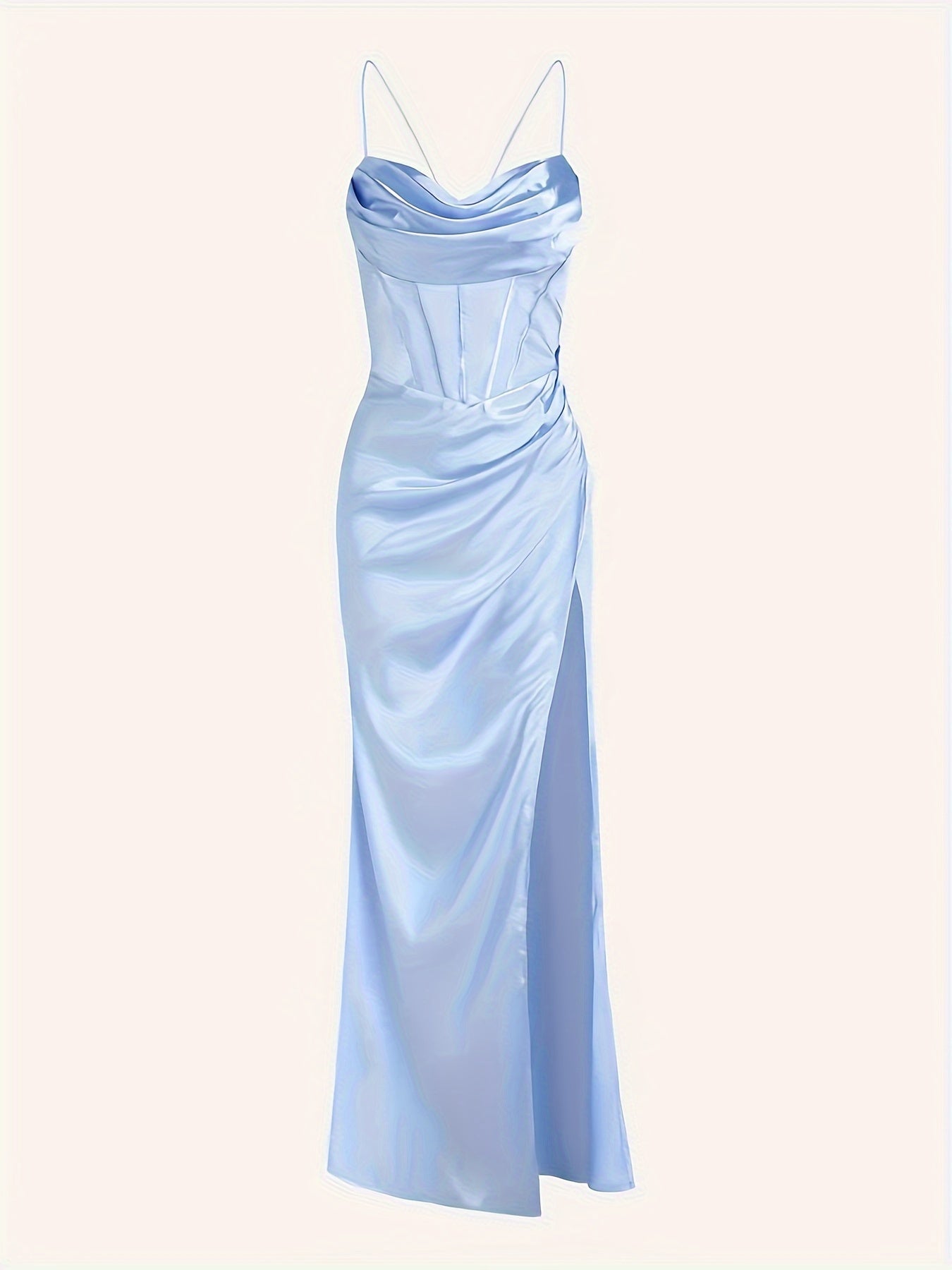 vlovelaw Split Thigh Backless Dress, Sexy Solid Party Maxi Dress, Women's Clothing