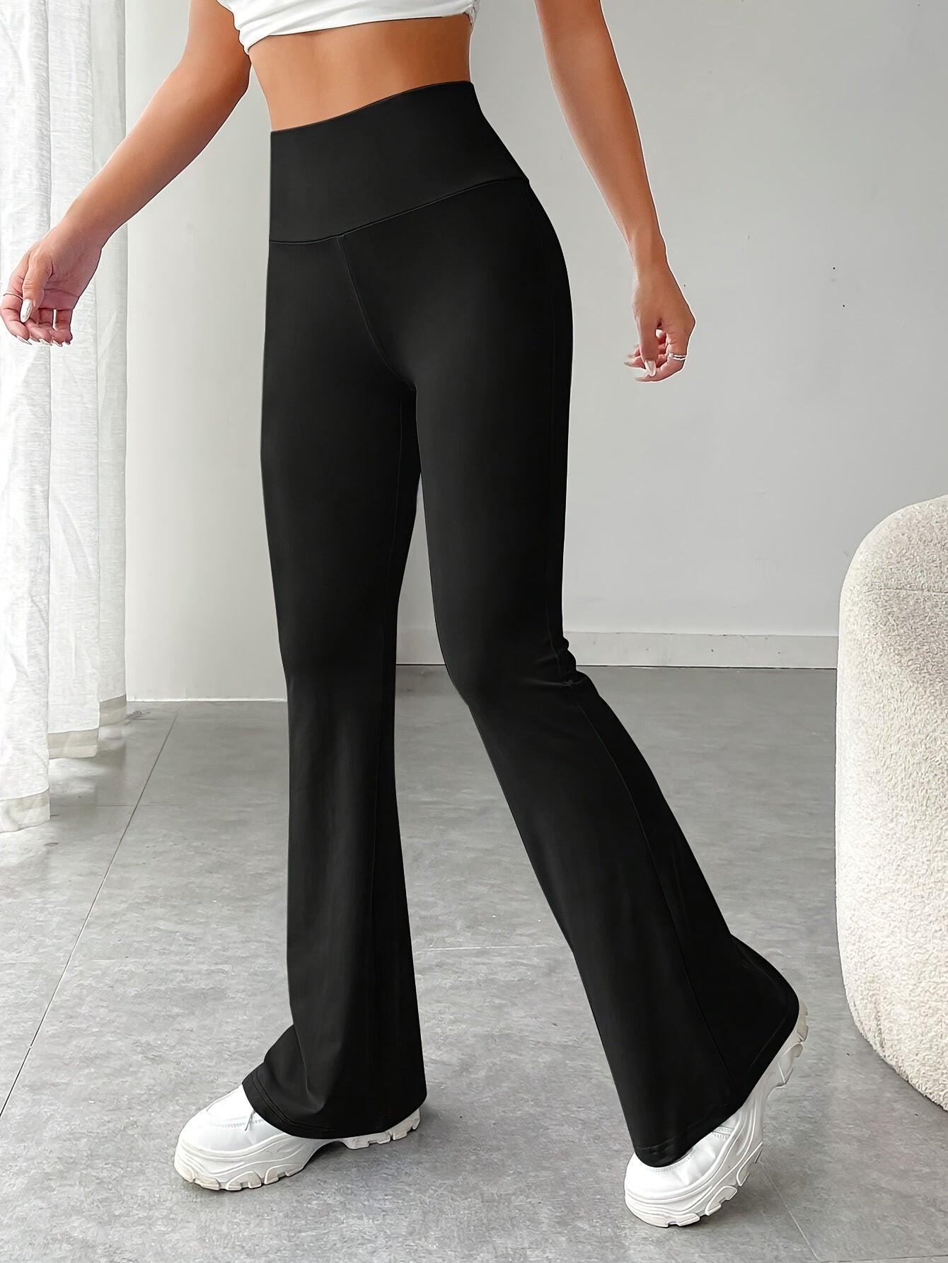 vlovelaw Solid Color Yoga Flare Pants, High Stretch Running Fitness Workout Bootcut Leggings, Women's Activewear