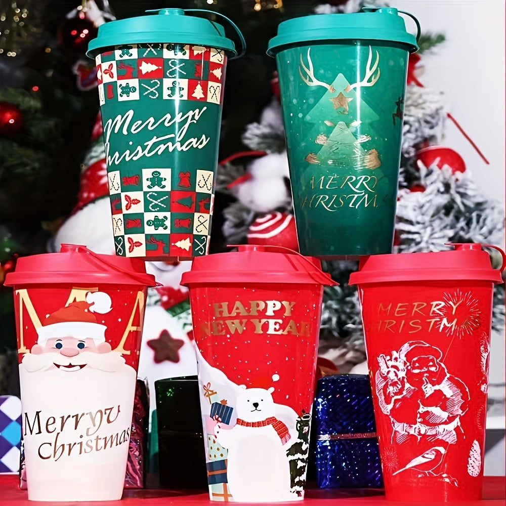 30-Pack Festive Holiday Cups - Christmas & New Year Theme, Lead-Free Polypropylene, Durable Reusable Drinkware with PET Coating, Hand Wash Only, Ideal for Cold Beverages, Travel & Home Use