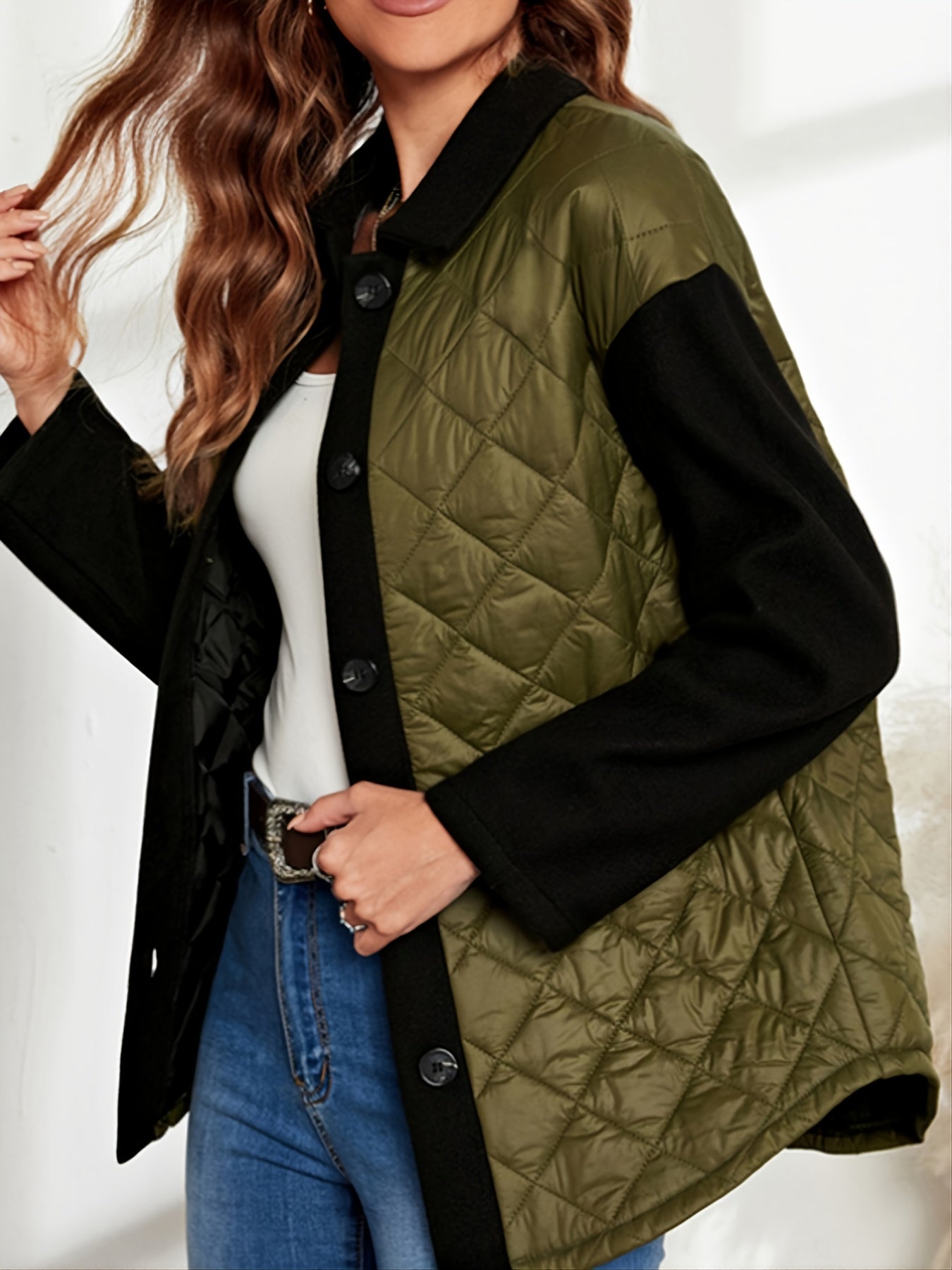 vlovelaw  Casual Long Sleeve Zip Jacket, Colorblock Zip Up Drawstring Hem Contrast Jacket