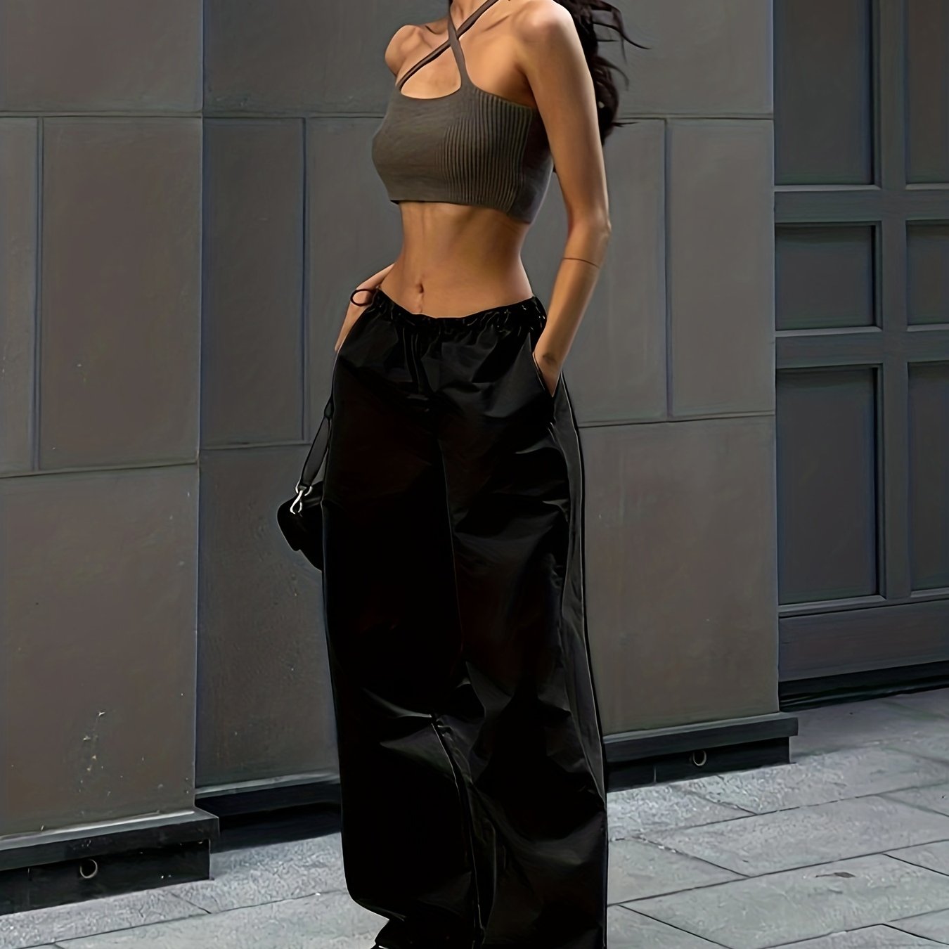Wide Leg Elastic Waist Pants, Casual Drawstring Versatile Long Length Pants, Women's Clothing