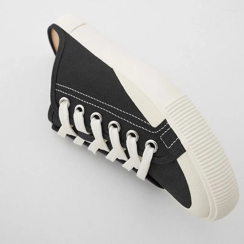 Casual Shoes Women Canvas Slipper Spring Slip On Thick Bottomed Leisure Cloth Female Fashion Lace Up Vulcanized Footwear