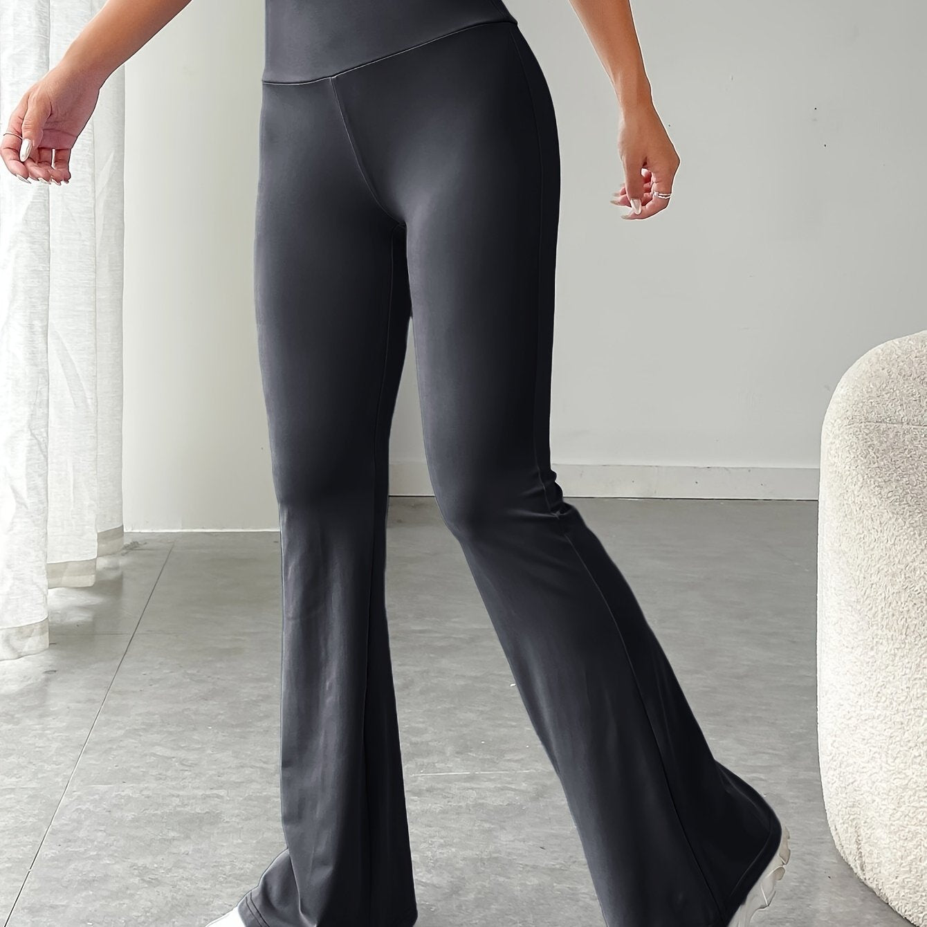 vlovelaw Solid Color Yoga Flare Pants, High Stretch Running Fitness Workout Bootcut Leggings, Women's Activewear