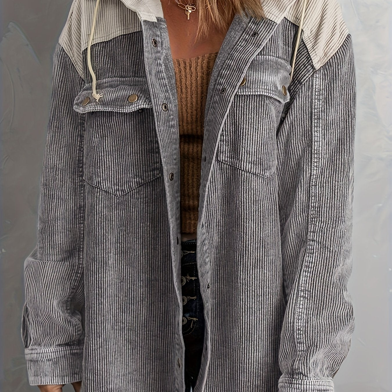 Color Block Long Sleeve Hooded Jacket, Casual Every Day Outerwear For Fall & Winter, Women's Clothing