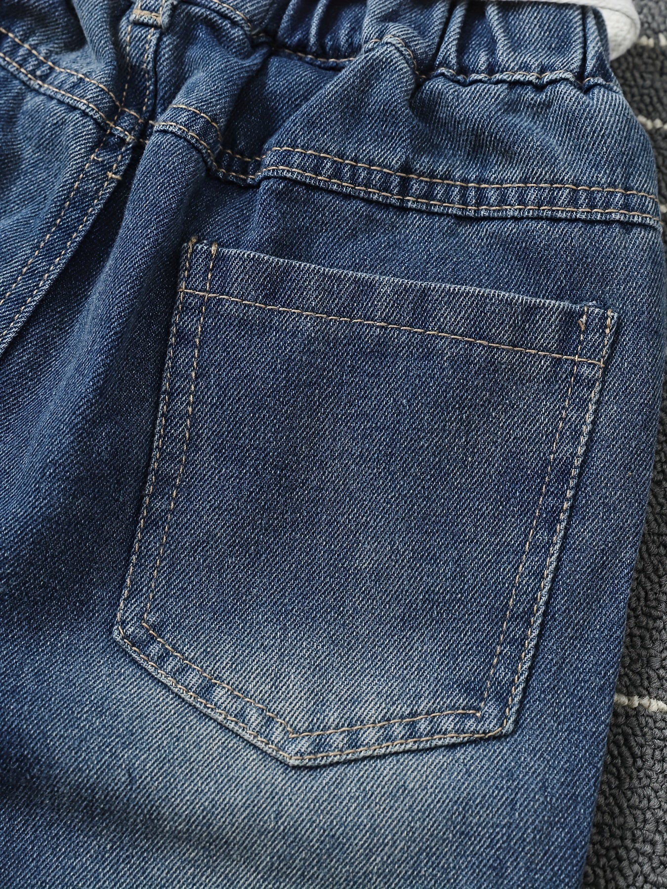 Kid's Chic Elastic Waist Jeans, Denim Pants With Pockets, Girl's Novelty Clothes For Spring Fall Winter