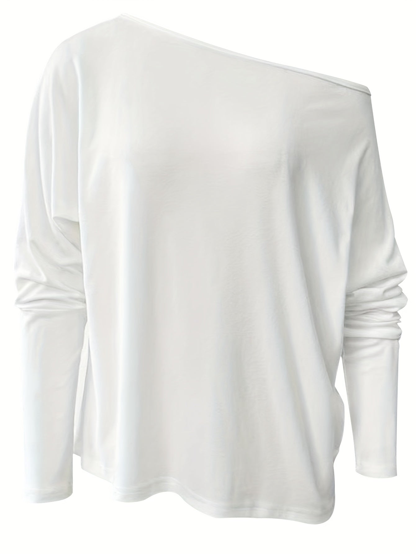 vlovelaw Solid Cold Shoulder T-Shirt, Casual Long Batwing Sleeve Top For Spring & Fall, Women's Clothing