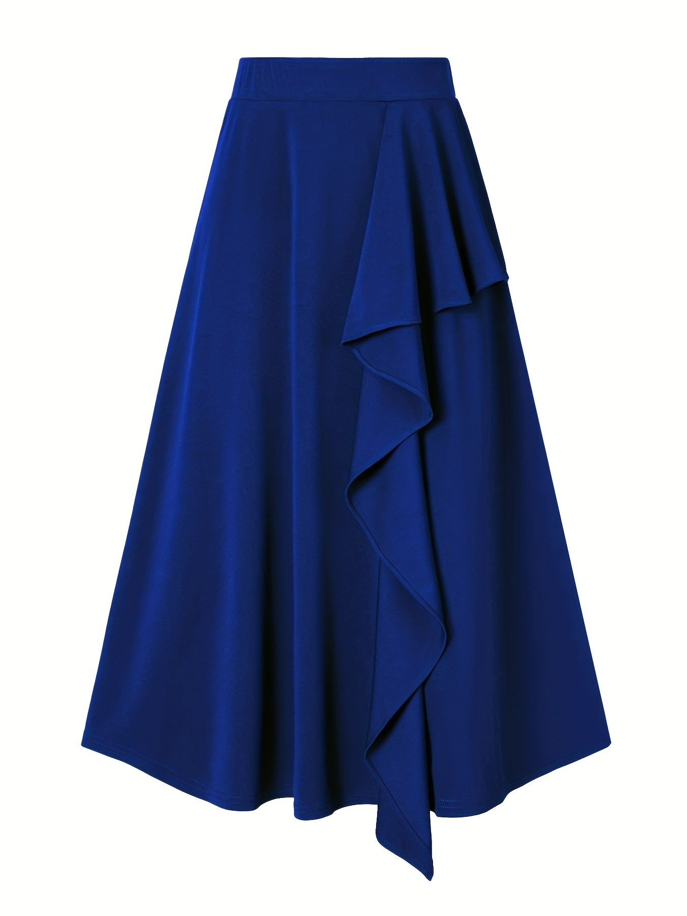 Solid Irregular Trim Skirt, Casual High Waist Skirt For Spring & Summer, Women's Clothing