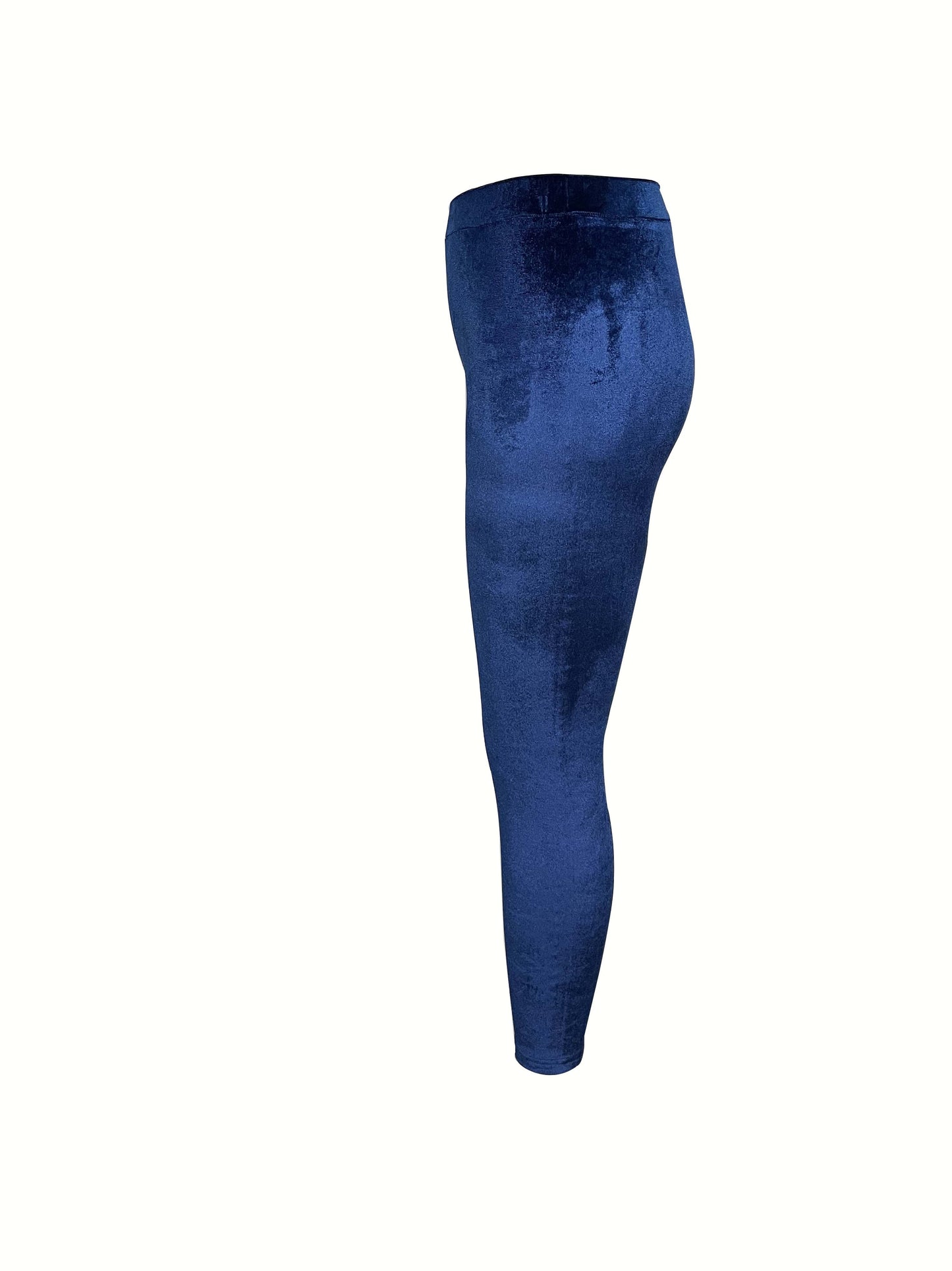 vlovelaw Solid Velvet Skinny Pants, Elegant Elastic Waist Cozy Pants, Women's Clothing