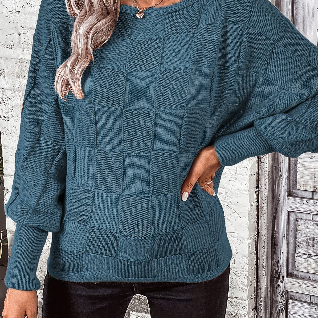 Solid Simple Knit Sweater, Casual Long Sleeve Boat Neck Sweater, Women's Clothing