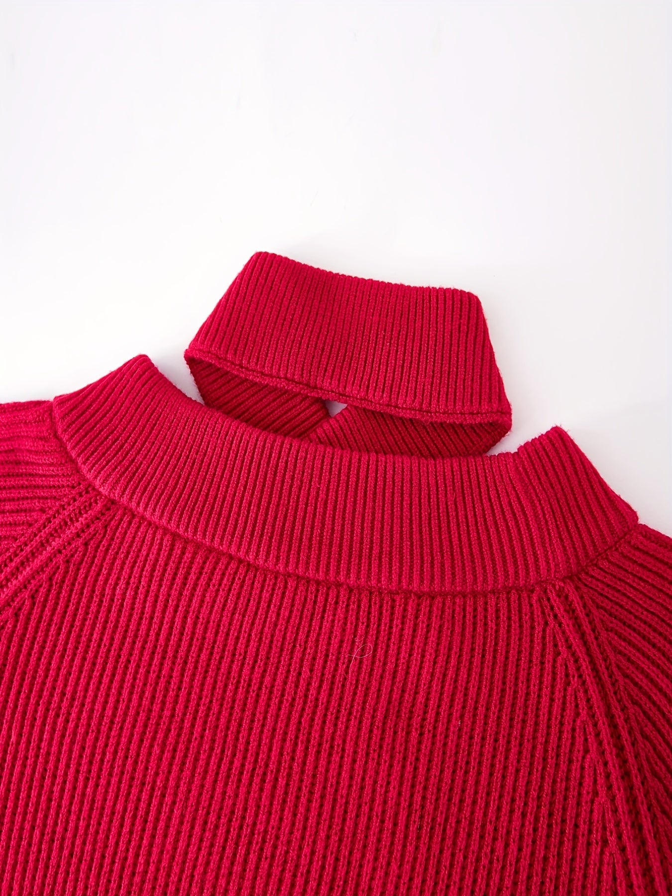 vlovelaw Cut Out Solid Knit Sweater, Casual Criss Cross Long Sleeve Sweater, Women's Clothing
